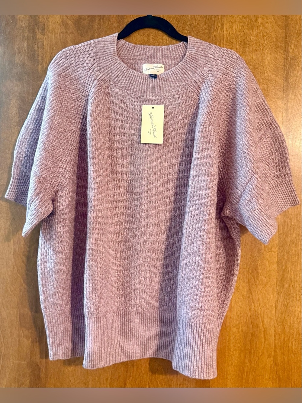 Universal Thread Dusty Rose Ribbed Short-Sleeve Crew Sweater